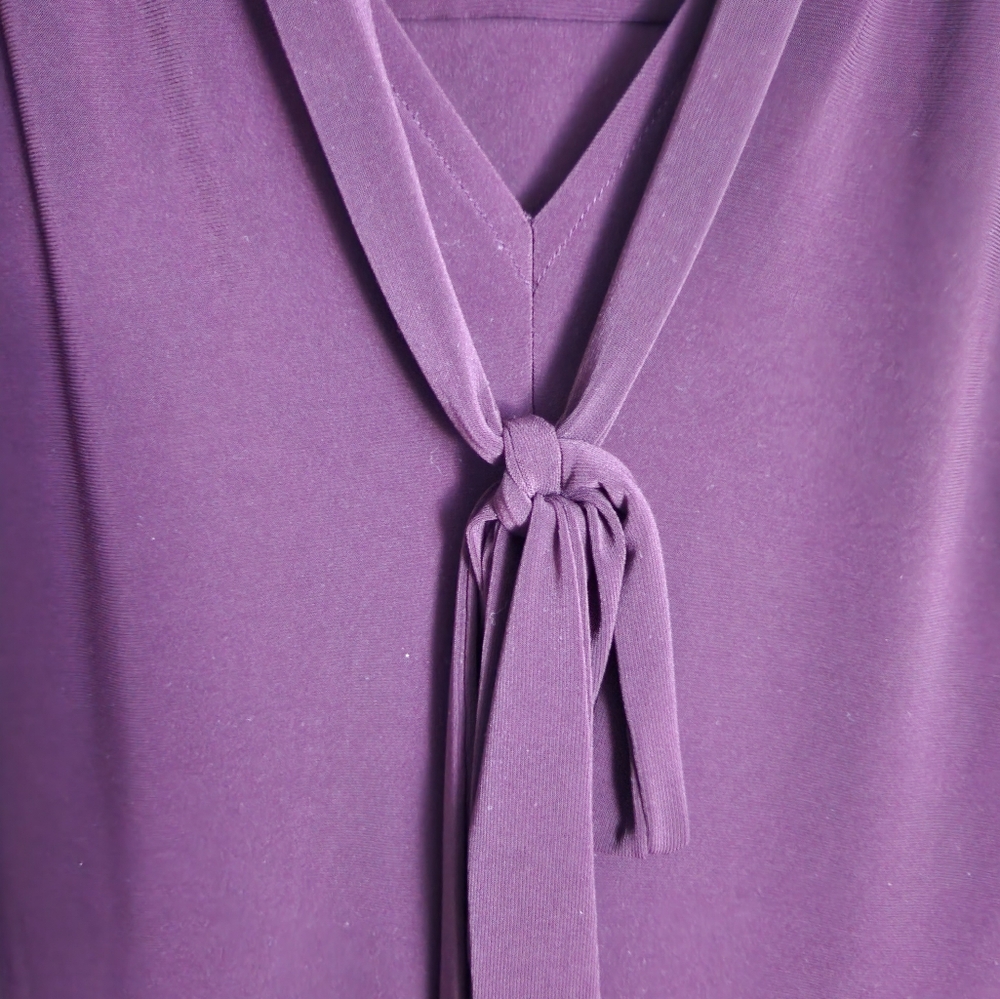 Tommy Hilfiger Blouse Bow Tie Neck Top Sleeveless purple Woman’s Size M - Picture 3 of 6